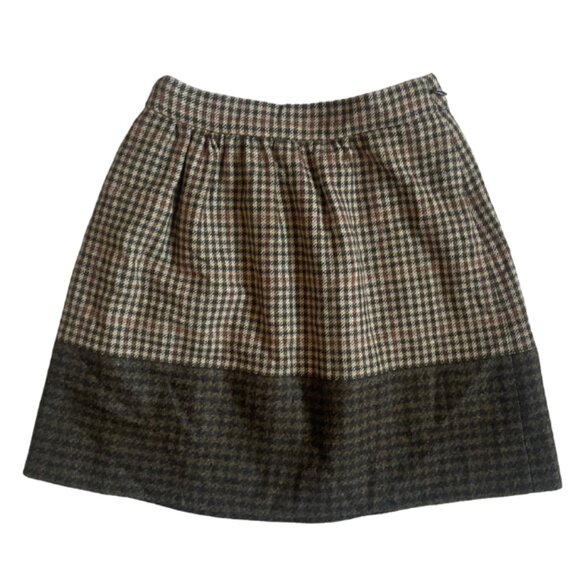 j crew wool two tone brown wool plaid mini skirt size 00 - Picture 1 of 8